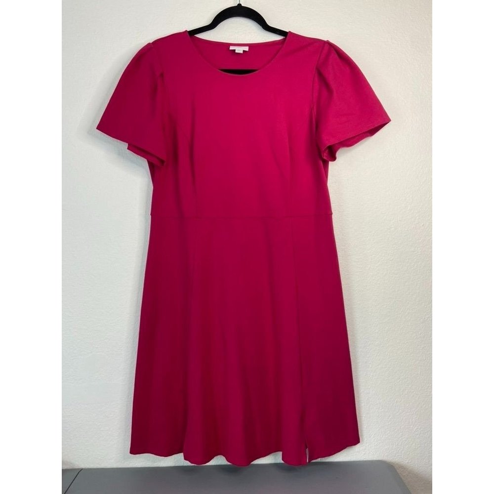 J. Jill Christian Siriano women's medium pink short sleeve‎ fit and flare dress